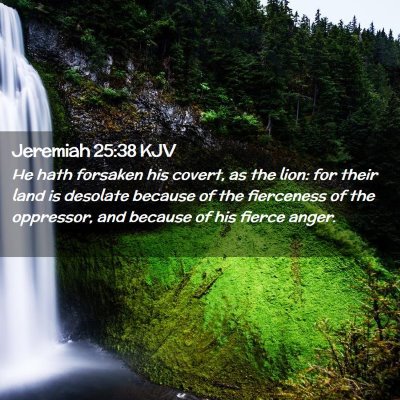 Picture 02 - Jeremiah 25:38 KJV - He hath forsaken his covert, as the lion: for - Bible Verse Picture