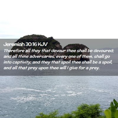 Picture 02 - Jeremiah 30:16 KJV - Therefore all they that devour thee shall be - Bible Verse Picture