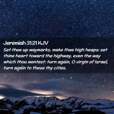Picture 02 - Jeremiah 31:21 KJV - Set thee up waymarks, make thee high heaps: set - Bible Verse Picture