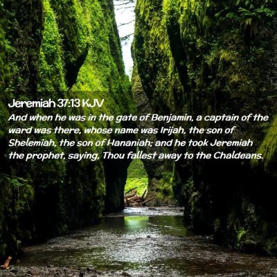 Picture 02 - Jeremiah 37:13 KJV - And when he was in the gate of Benjamin, a - Bible Verse Picture