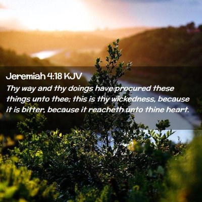 Picture 02 - Jeremiah 4:18 KJV - Thy way and thy doings have procured these things - Bible Verse Picture