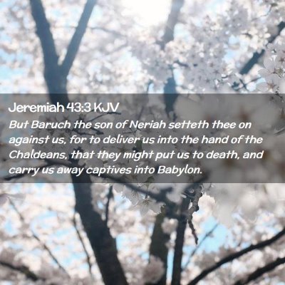 Picture 02 - Jeremiah 43:3 KJV - But Baruch the son of Neriah setteth thee on - Bible Verse Picture