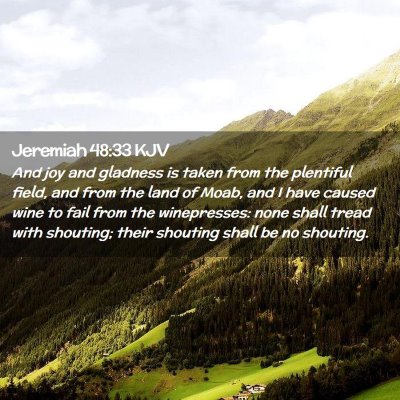 Picture 02 - Jeremiah 48:33 KJV - And joy and gladness is taken from the plentiful - Bible Verse Picture