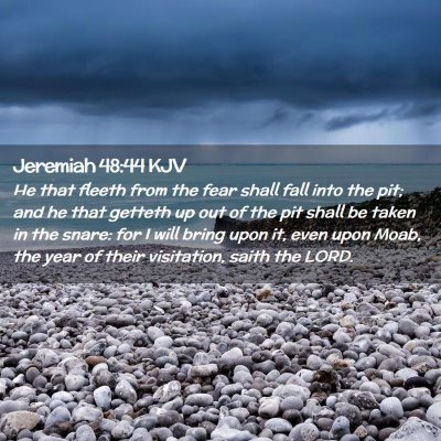Picture 02 - Jeremiah 48:44 KJV - He that fleeth from the fear shall fall into the - Bible Verse Picture