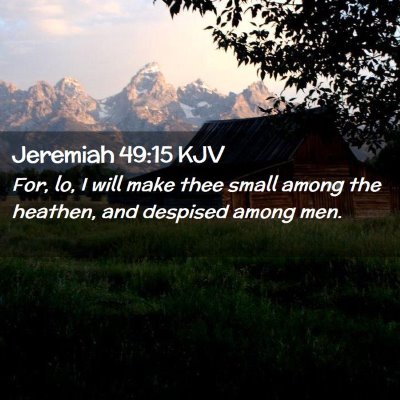 Picture 02 - Jeremiah 49:15 KJV - For, lo, I will make thee small among the - Bible Verse Picture