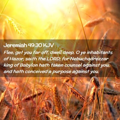 Picture 02 - Jeremiah 49:30 KJV - Flee, get you far off, dwell deep, O ye - Bible Verse Picture