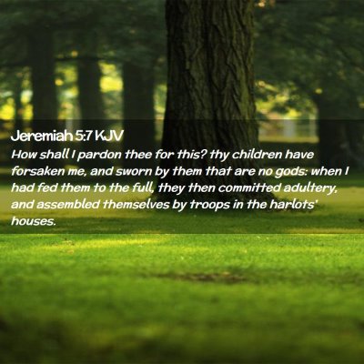 Picture 02 - Jeremiah 5:7 KJV - How shall I pardon thee for this? thy children - Bible Verse Picture