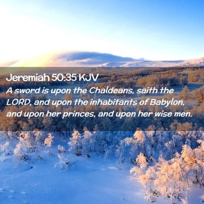 Picture 02 - Jeremiah 50:35 KJV - A sword is upon the Chaldeans, saith the LORD, - Bible Verse Picture