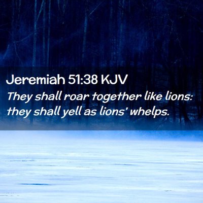 Picture 02 - Jeremiah 51:38 KJV - They shall roar together like lions: they shall - Bible Verse Picture