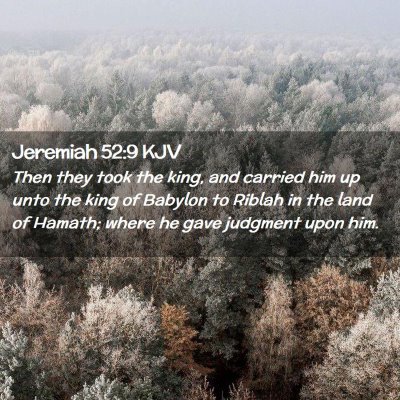 Picture 02 - Jeremiah 52:9 KJV - Then they took the king, and carried him up unto - Bible Verse Picture