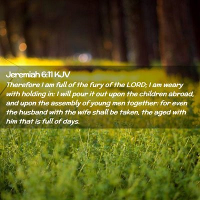 Picture 02 - Jeremiah 6:11 KJV - Therefore I am full of the fury of the LORD; I am - Bible Verse Picture