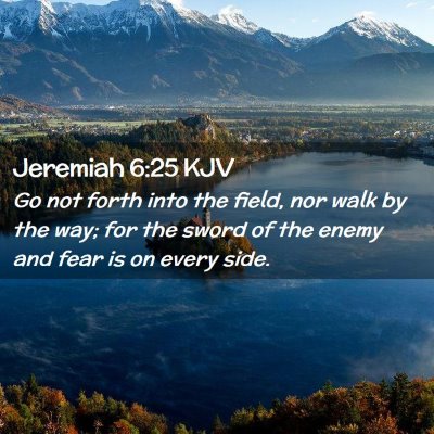 Picture 02 - Jeremiah 6:25 KJV - Go not forth into the field, nor walk by the way; - Bible Verse Picture