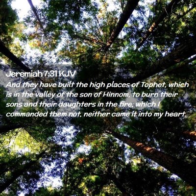 Picture 02 - Jeremiah 7:31 KJV - And they have built the high places of Tophet, - Bible Verse Picture