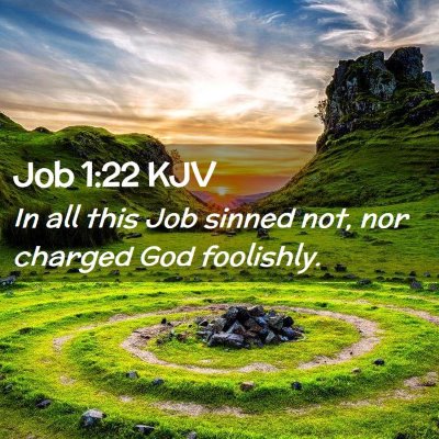 Picture 02 - Job 1:22 KJV - In all this Job sinned not, nor charged God - Bible Verse Picture