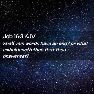 Picture 02 - Job 16:3 KJV - Shall vain words have an end? or what emboldeneth - Bible Verse Picture