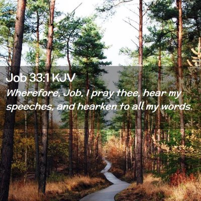 Picture 02 - Job 33:1 KJV - Wherefore, Job, I pray thee, hear my speeches, - Bible Verse Picture