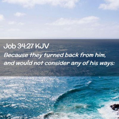 Picture 02 - Job 34:27 KJV - Because they turned back from him, and would not - Bible Verse Picture