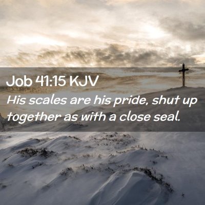Picture 02 - Job 41:15 KJV - His scales are his pride, shut up together as - Bible Verse Picture