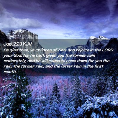 Picture 02 - Joel 2:23 KJV - Be glad then, ye children of Zion, and rejoice in - Bible Verse Picture