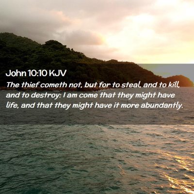 Picture 02 - John 10:10 KJV - The thief cometh not, but for to steal, and to - Bible Verse Picture