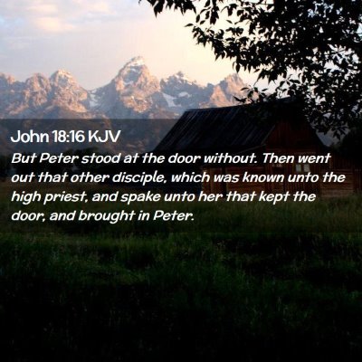 Picture 02 - John 18:16 KJV - But Peter stood at the door without. Then went - Bible Verse Picture