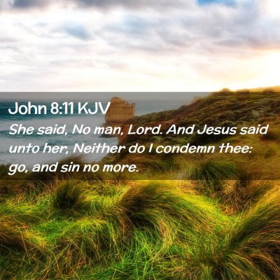 Picture 02 - John 8:11 KJV - She said, No man, Lord. And Jesus said unto her, - Bible Verse Picture