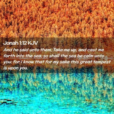 Picture 02 - Jonah 1:12 KJV - And he said unto them, Take me up, and cast me - Bible Verse Picture