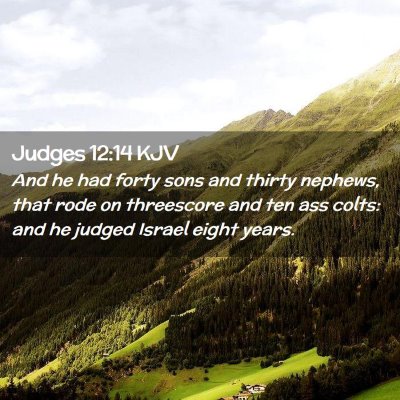 Picture 02 - Judges 12:14 KJV - And he had forty sons and thirty nephews, that - Bible Verse Picture