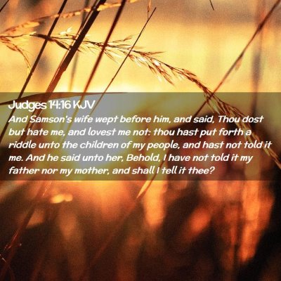 Picture 02 - Judges 14:16 KJV - And Samson's wife wept before him, and said, Thou - Bible Verse Picture