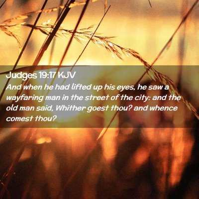Picture 02 - Judges 19:17 KJV - And when he had lifted up his eyes, he saw a - Bible Verse Picture