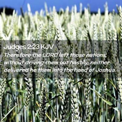 Picture 02 - Judges 2:23 KJV - Therefore the LORD left those nations, without - Bible Verse Picture