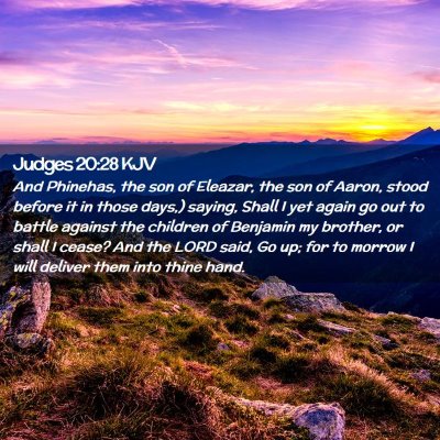 Picture 02 - Judges 20:28 KJV - And Phinehas, the son of Eleazar, the son of - Bible Verse Picture
