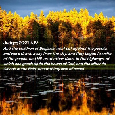 Picture 02 - Judges 20:31 KJV - And the children of Benjamin went out against the - Bible Verse Picture