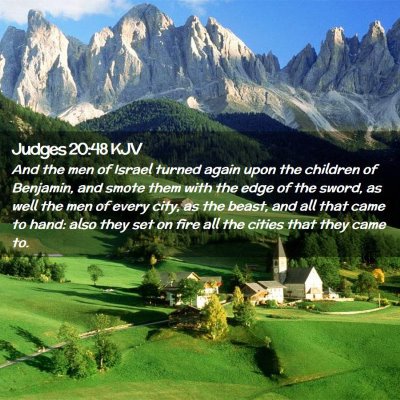 Picture 02 - Judges 20:48 KJV - And the men of Israel turned again upon the - Bible Verse Picture