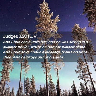 Picture 02 - Judges 3:20 KJV - And Ehud came unto him; and he was sitting in a - Bible Verse Picture