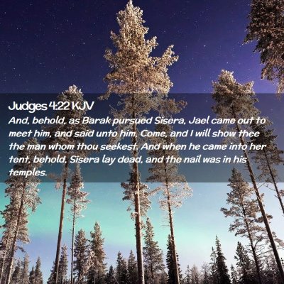 Picture 02 - Judges 4:22 KJV - And, behold, as Barak pursued Sisera, Jael came - Bible Verse Picture