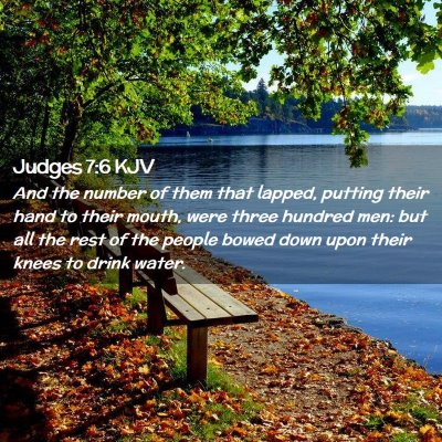 Picture 02 - Judges 7:6 KJV - And the number of them that lapped, putting their - Bible Verse Picture