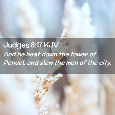 Picture 02 - Judges 8:17 KJV - And he beat down the tower of Penuel, and slew - Bible Verse Picture