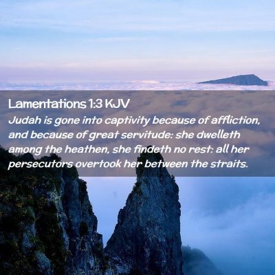 Picture 02 - Lamentations 1:3 KJV - Judah is gone into captivity because of - Bible Verse Picture