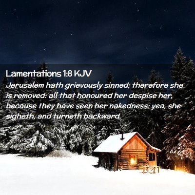 Picture 02 - Lamentations 1:8 KJV - Jerusalem hath grievously sinned; therefore she - Bible Verse Picture