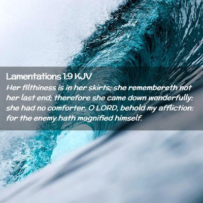 Picture 02 - Lamentations 1:9 KJV - Her filthiness is in her skirts; she remembereth - Bible Verse Picture