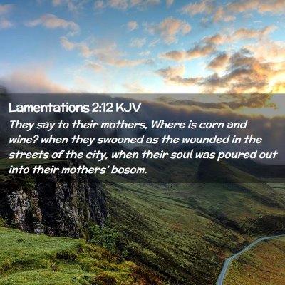 Picture 02 - Lamentations 2:12 KJV - They say to their mothers, Where is corn and - Bible Verse Picture