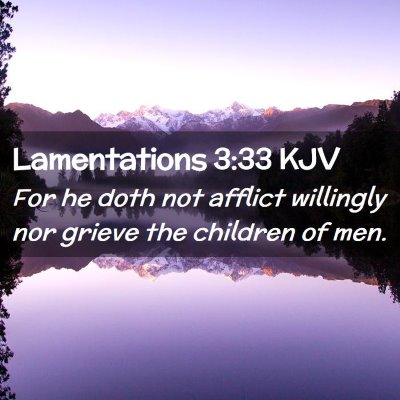 Picture 02 - Lamentations 3:33 KJV - For he doth not afflict willingly nor grieve the - Bible Verse Picture