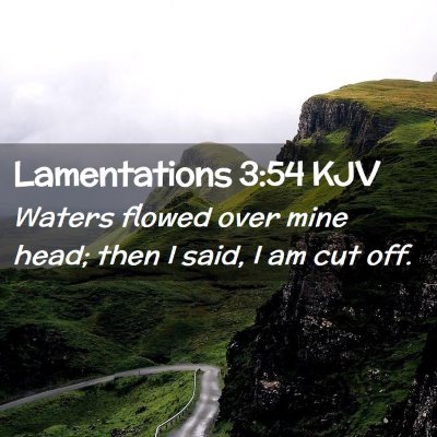 Picture 02 - Lamentations 3:54 KJV - Waters flowed over mine head; then I said, I am - Bible Verse Picture