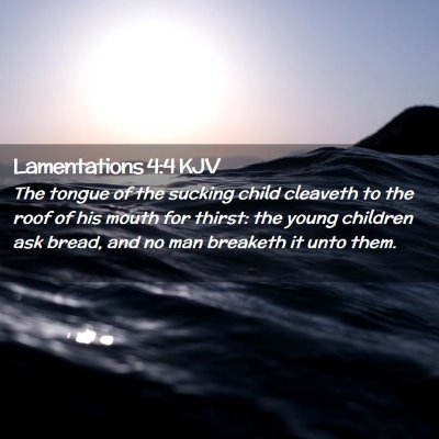 Picture 02 - Lamentations 4:4 KJV - The tongue of the sucking child cleaveth to the - Bible Verse Picture