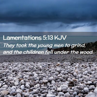 Picture 02 - Lamentations 5:13 KJV - They took the young men to grind, and the - Bible Verse Picture