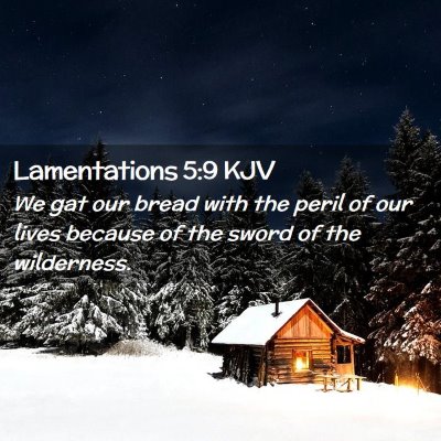 Picture 02 - Lamentations 5:9 KJV - We gat our bread with the peril of our lives - Bible Verse Picture