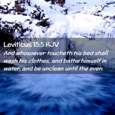 Picture 02 - Leviticus 15:5 KJV - And whosoever toucheth his bed shall wash his - Bible Verse Picture
