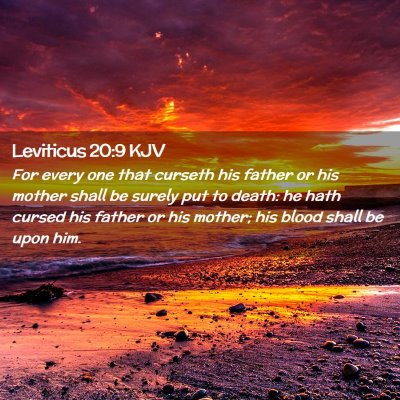 Picture 02 - Leviticus 20:9 KJV - For every one that curseth his father or his - Bible Verse Picture