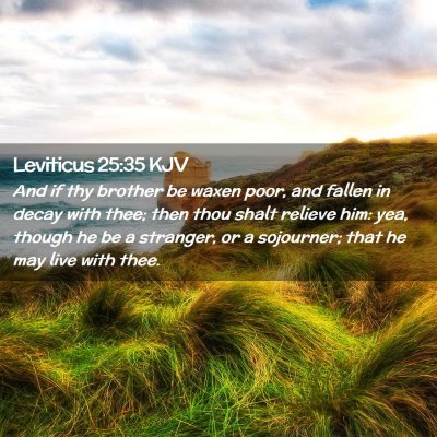 Picture 02 - Leviticus 25:35 KJV - And if thy brother be waxen poor, and fallen in - Bible Verse Picture